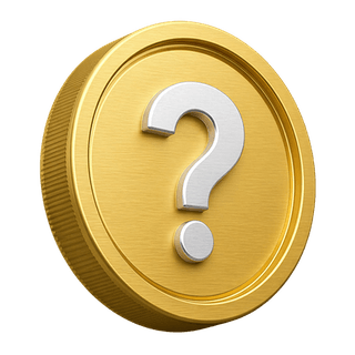 Signo de interrogación sobre una moneda de oro en 3D usado como adorno visual en la sección de preguntas frecuentes